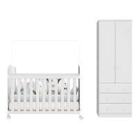 Quarto de Bebê com Guarda Roupa Smim New 2 Portas e Berço Uli MDF Móveis Peroba - 2