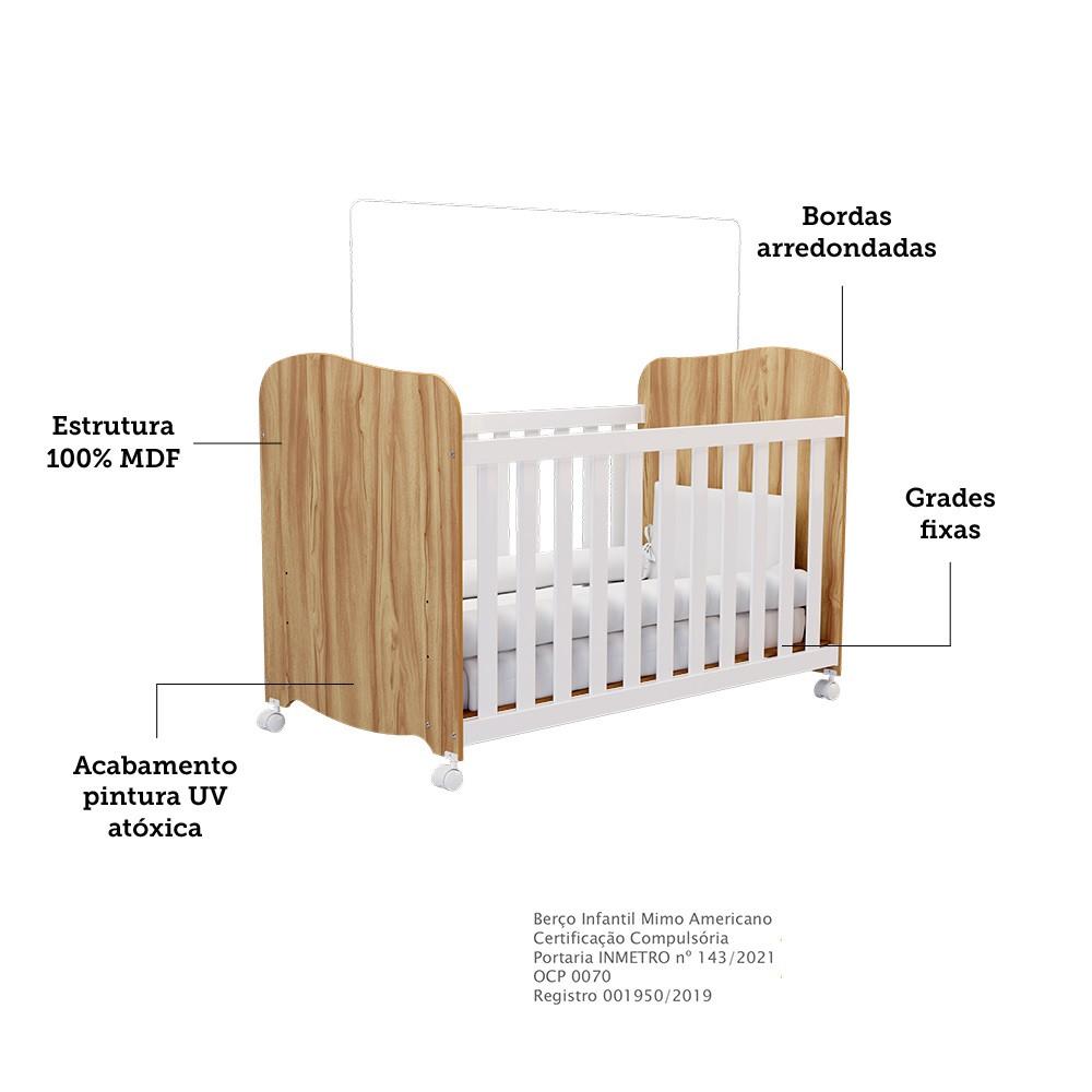 Quarto de Bebê com Guarda Roupa Smim New 2 Portas e Berço Uli MDF Móveis Peroba - 6