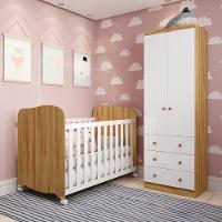 Quarto de Bebê com Guarda Roupa Smim New 2 Portas e Berço Uli MDF Móveis Peroba - 1