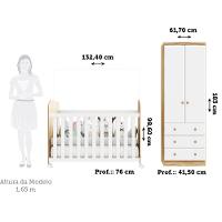 Quarto de Bebê com Guarda Roupa Smim New 2 Portas e Berço Uli MDF Móveis Peroba