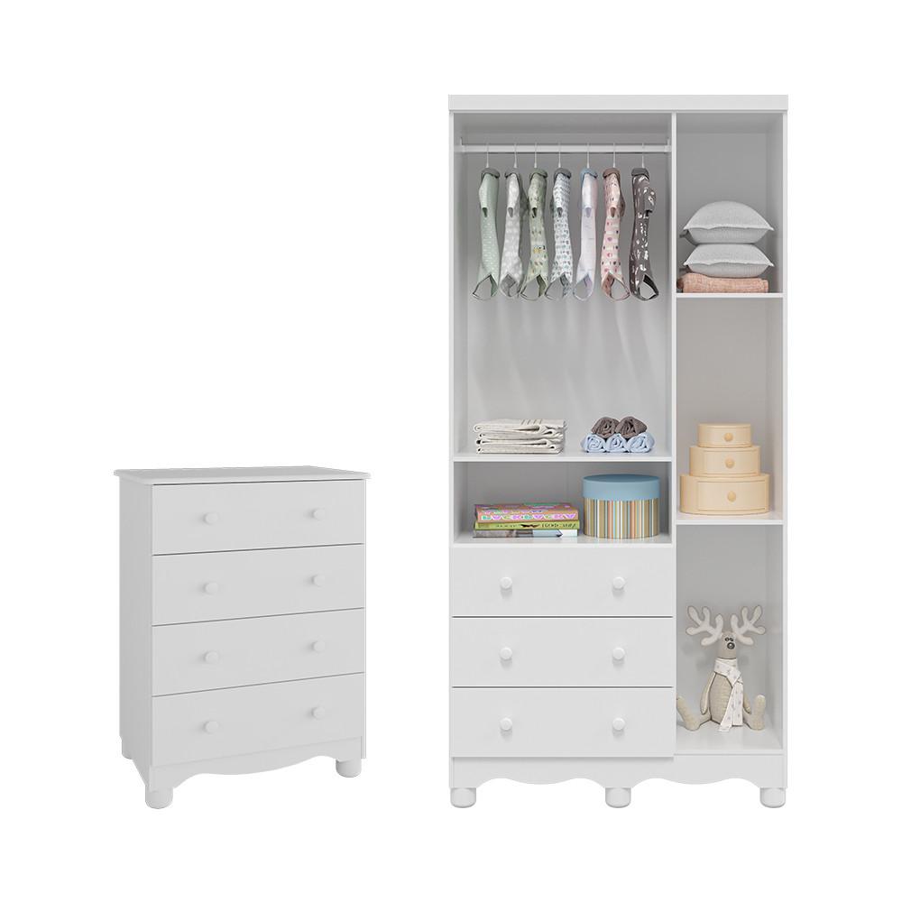 Quarto Infantil com Guarda Roupa Junior New 3 Portas 3 Gavetas e Cômoda 4 Gavetas Junior New MDF Móveis Peroba - 3