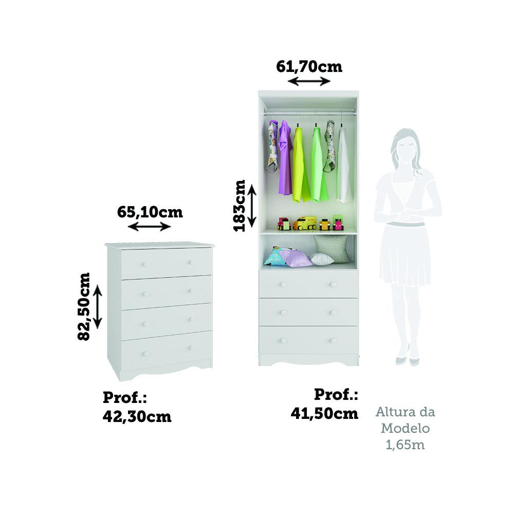 Quarto Infantil com Guarda Roupa Smim New e Cômoda Junior New 100 MDF Móveis Peroba - 3