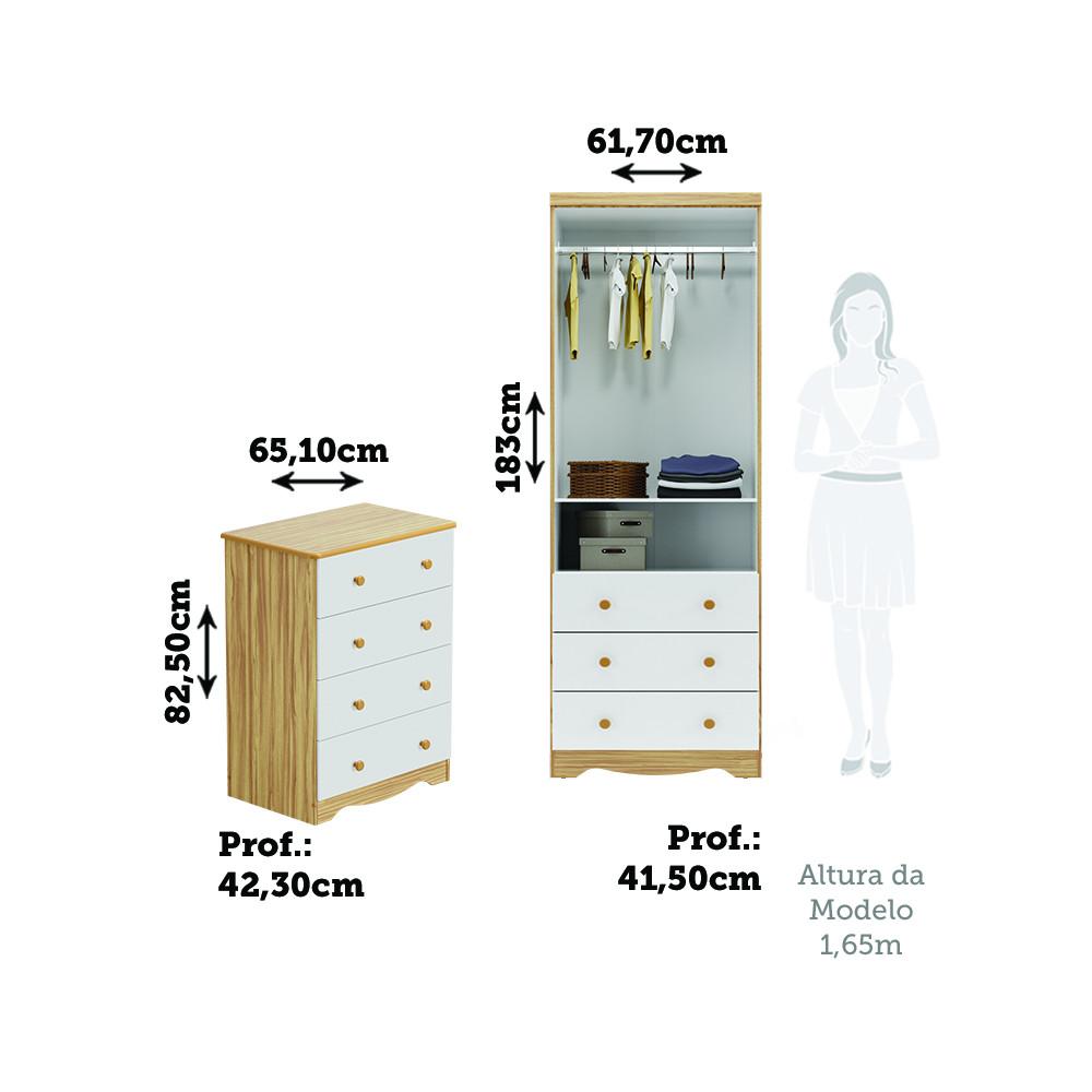 Quarto Infantil com Guarda Roupa Smim New e Cômoda Junior New 100 MDF Móveis Peroba - 3