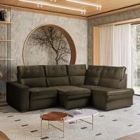 Sofá de Canto 4 Lugares Retrátil Reclinável  255cm Veludo Gabrieli Takei - 1