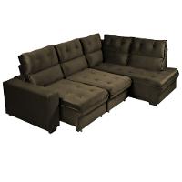 Sofá de Canto 4 Lugares Retrátil Reclinável  255cm Veludo Gabrieli Takei - 3