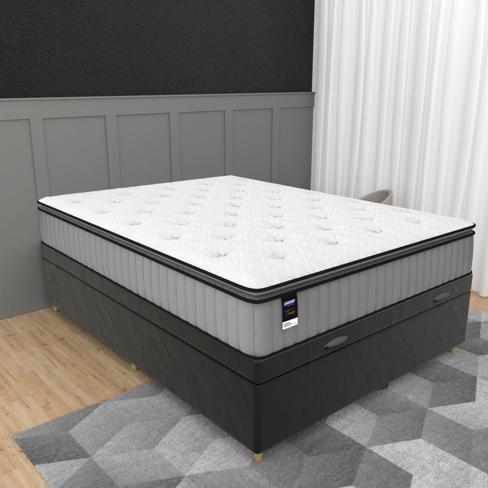 Cama Box Baú Casal 138cm Molas Ensacadas Tower JSW Hf V25 Gazin - 1