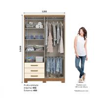 Guarda Roupa Solteiro 4 Portas 3 Gavetas com Pés Caju Henn