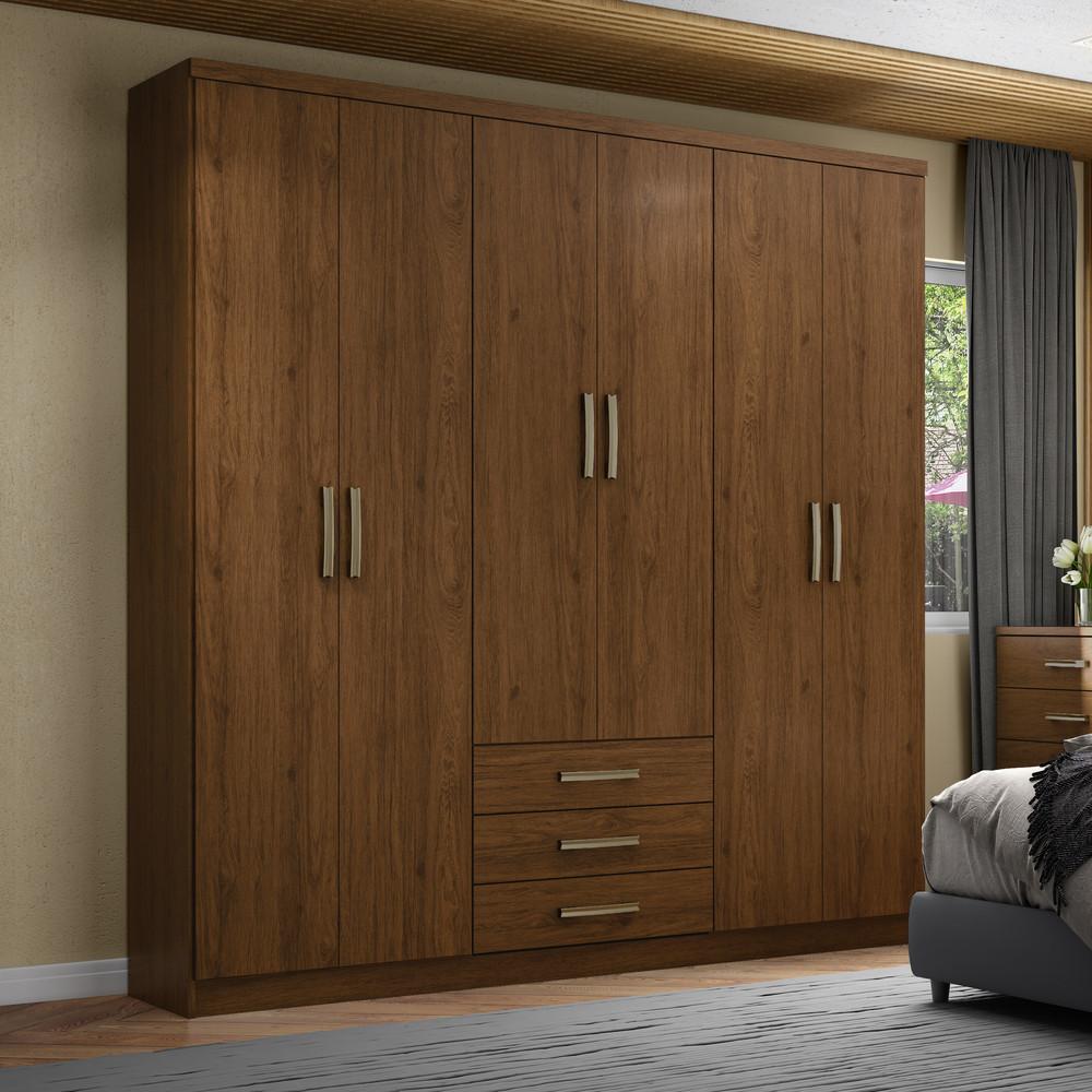 Guarda Roupa Casal 6 Portas 3 Gavetas Pés Caju Henn - 1