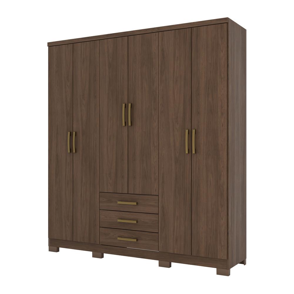 Guarda Roupa Casal 6 Portas 3 Gavetas Pés Caju Henn - 2