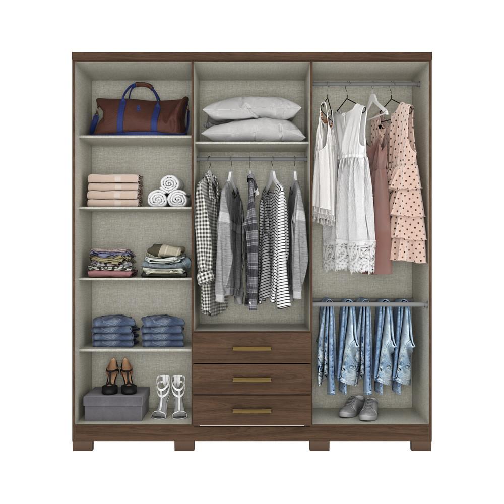 Guarda Roupa Casal 6 Portas 3 Gavetas Pés Caju Henn - 3