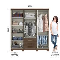 Guarda Roupa Casal 6 Portas 3 Gavetas Pés Caju Henn