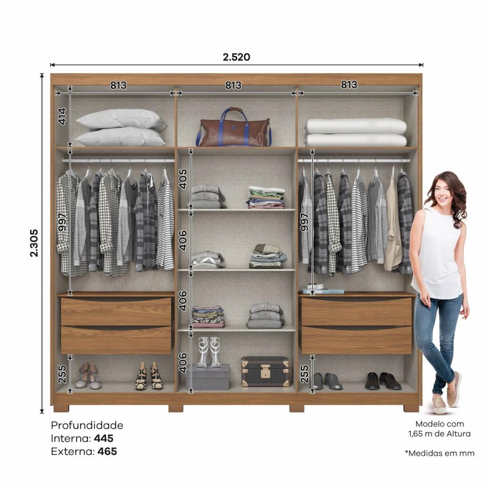 Guarda Roupa Casal Ripado 6 Portas Pés Norton Henn - 3