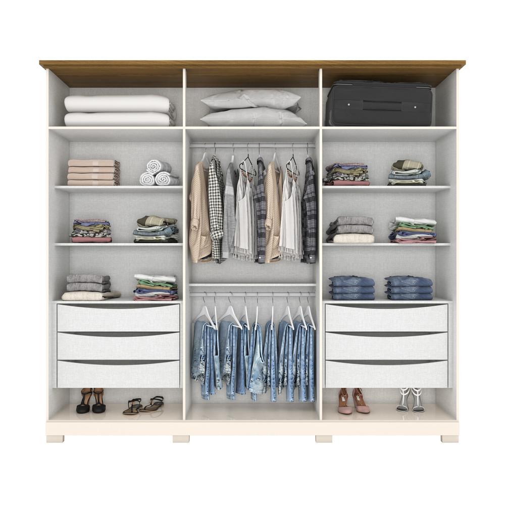 Guarda Roupa Casal Ripado com Espelho 6 Portas com Pés Napoli Henn - 3