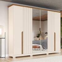 Guarda Roupa Casal Ripado com Espelho 6 Portas com Pés Napoli Henn - 1