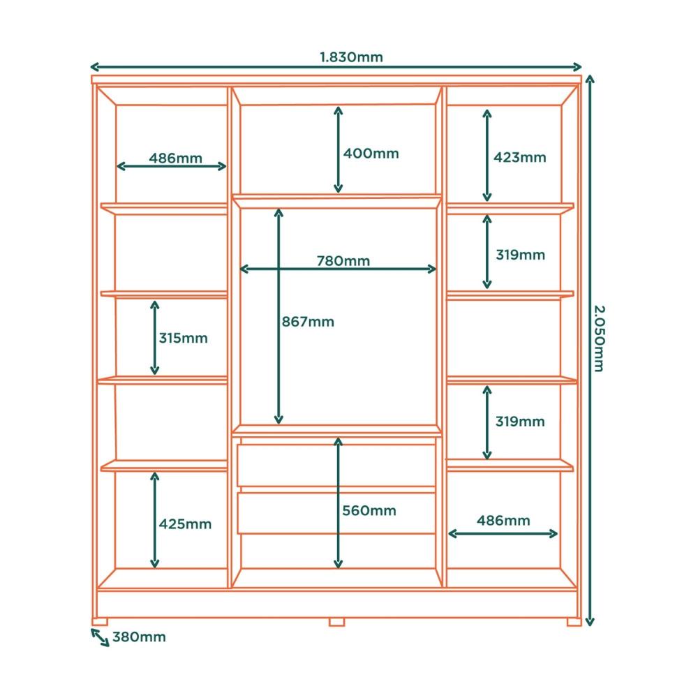 Guarda Roupa Solteiro 4 Portas com Pés Mônaco Visão Móveis - 4