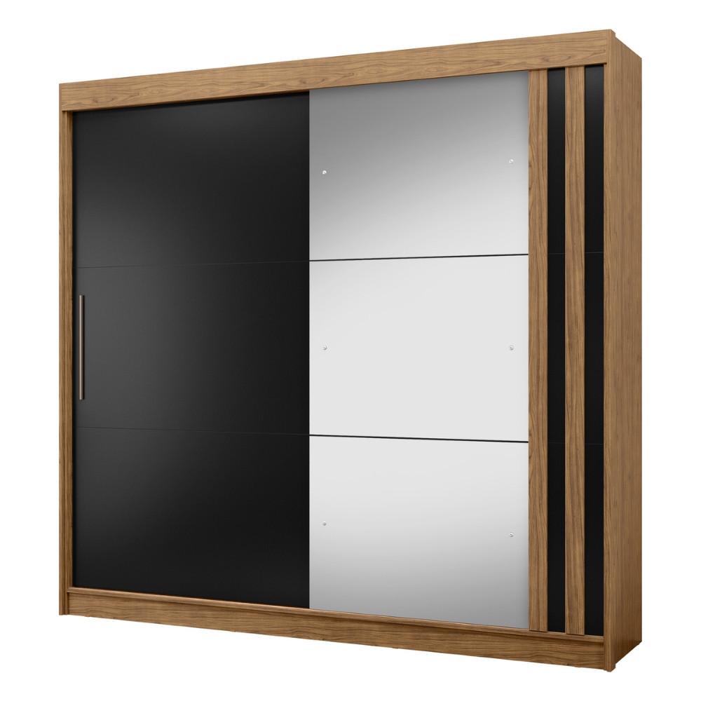 Guarda Roupa Casal Ripado com Espelho 2 Portas de Correr em MDF Seul Visão Móveis - 2