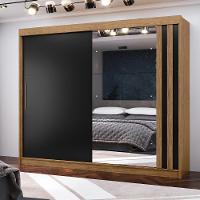 Guarda Roupa Casal Ripado com Espelho 2 Portas de Correr em MDF Seul Visão Móveis - 1