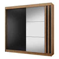 Guarda Roupa Casal Ripado com Espelho 2 Portas de Correr em MDF Seul Visão Móveis - 2