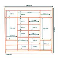 Guarda Roupa Casal Ripado com Espelho 2 Portas de Correr em MDF Seul Visão Móveis