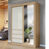 Guarda Roupa Solteiro com Espelho 3 Portas 3 Gavetas em MDF Bagdá Visão Móveis - 1