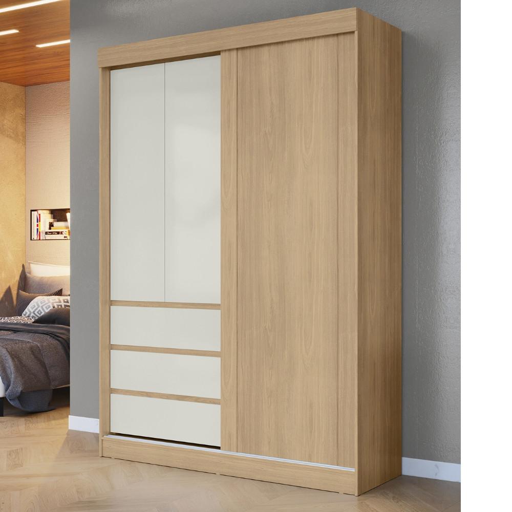 Guarda Roupa Solteiro 3 Portas 3 Gavetas em MDF Bagdá Visão Móveis - 1