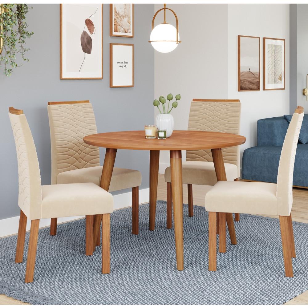 Conjunto Sala de Jantar Mesa Dani com 4 Cadeira em MDF Clarice Cimol - 1