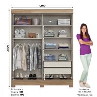 Guarda Roupa Solteiro Flex 2 Portas de Correr B353 Henn