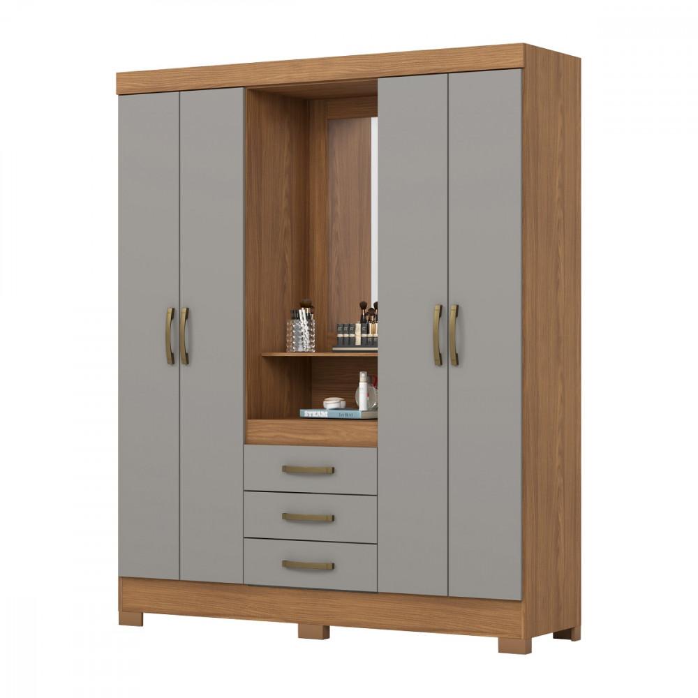 Guarda-Roupa Casal com Espelho B24 4 Portas e 3 Gavetas Henn - 2