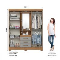 Guarda-Roupa Casal com Espelho B24 4 Portas e 3 Gavetas Henn - 3