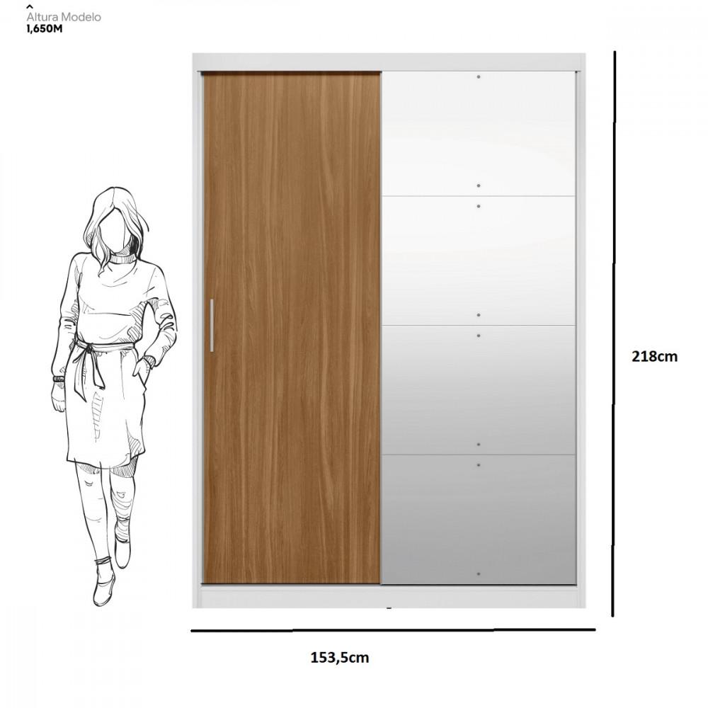 Guarda Roupa Solteiro com Espelho 2 Portas em MDF Riva Demóbile - 4