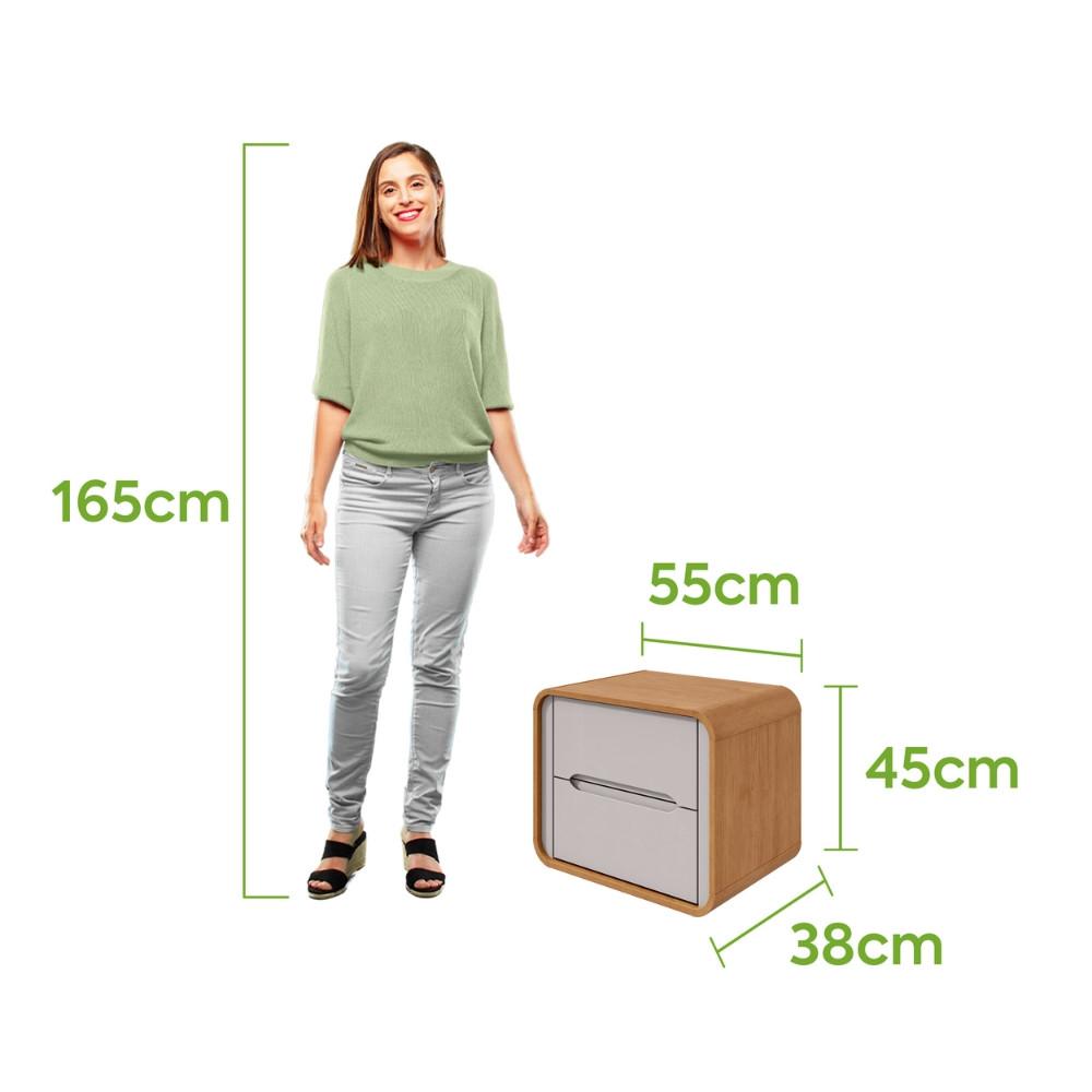 Mesa de Cabeceira 2 Gavetas MDF Loop Lopas - 4