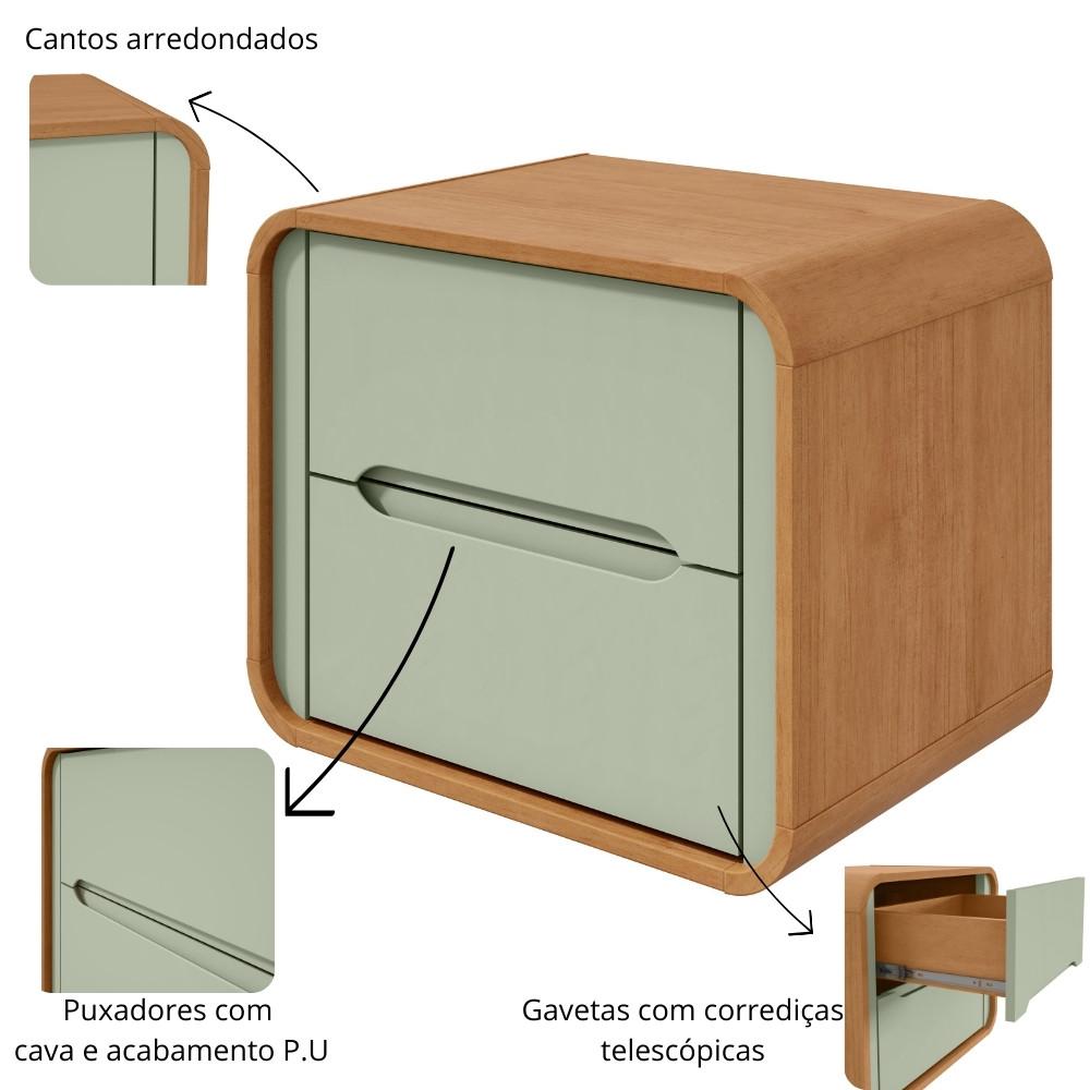 Mesa de Cabeceira 2 Gavetas MDF Loop Lopas - 3
