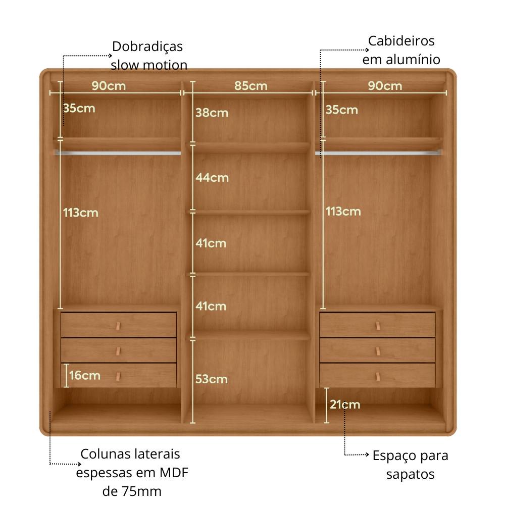 Guarda Roupa Casal 6 Portas MDF Loop Lopas - 5