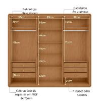 Guarda Roupa Casal 6 Portas MDF Loop Lopas - 5