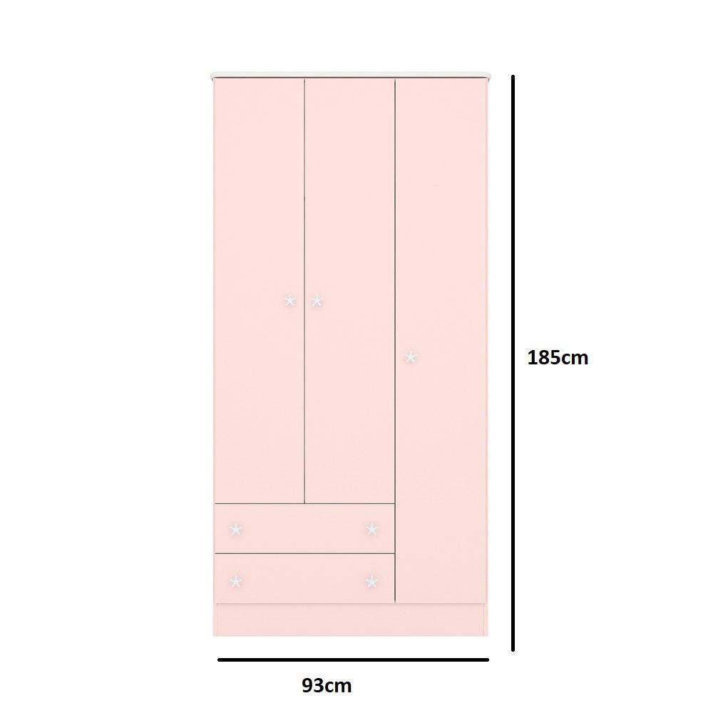 Guarda Roupa Infantil 3 Portas 2 Gavetas Doce Sonho Qmovi - 4