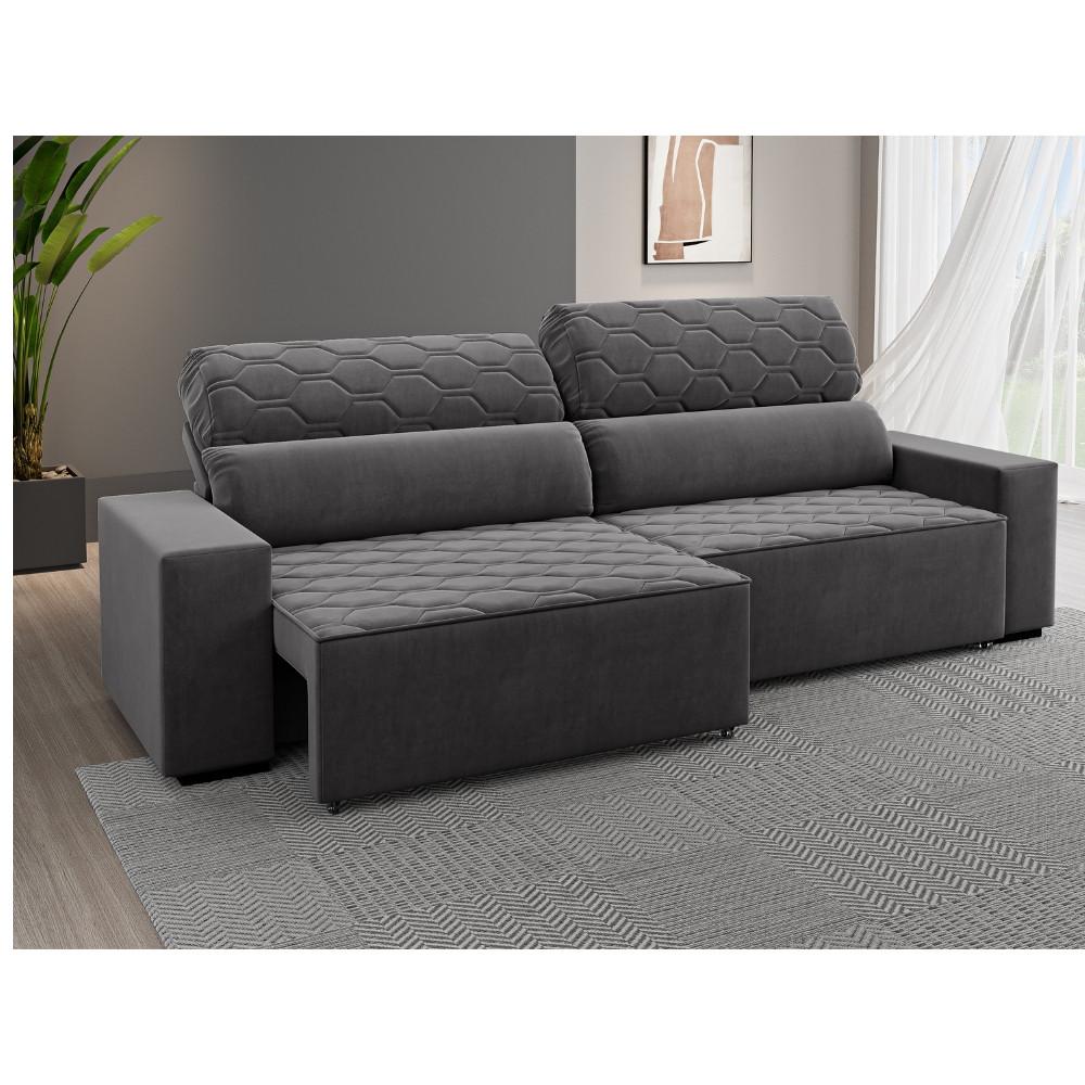 Sofá Retrátil Reclinável 4 Lugares 250cm Veludo Santiago Viero - 1