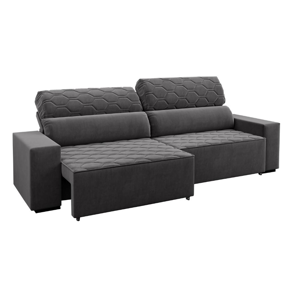 Sofá Retrátil Reclinável 4 Lugares 250cm Veludo Santiago Viero - 2