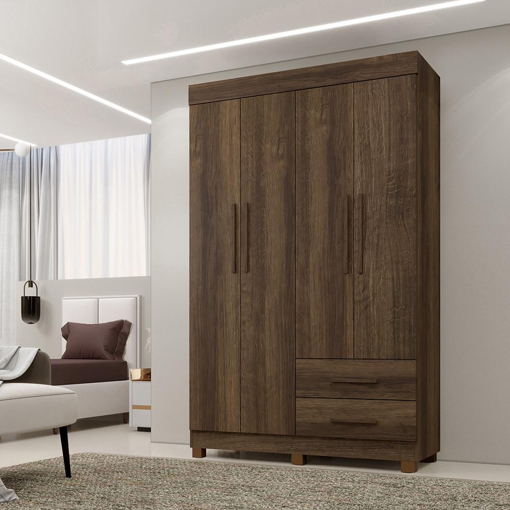 Guarda Roupa Solteiro 4 Portas 2 Gavetas com Pés Copacabana New Benetil - 1