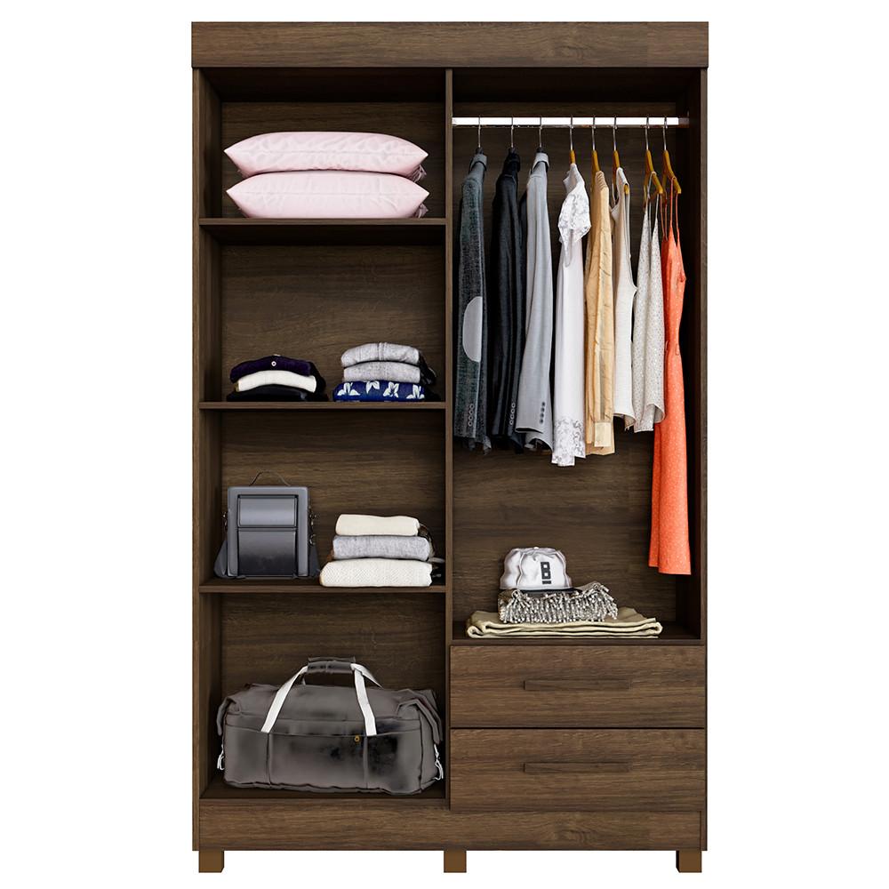 Guarda Roupa Solteiro 4 Portas 2 Gavetas com Pés Copacabana New Benetil - 3