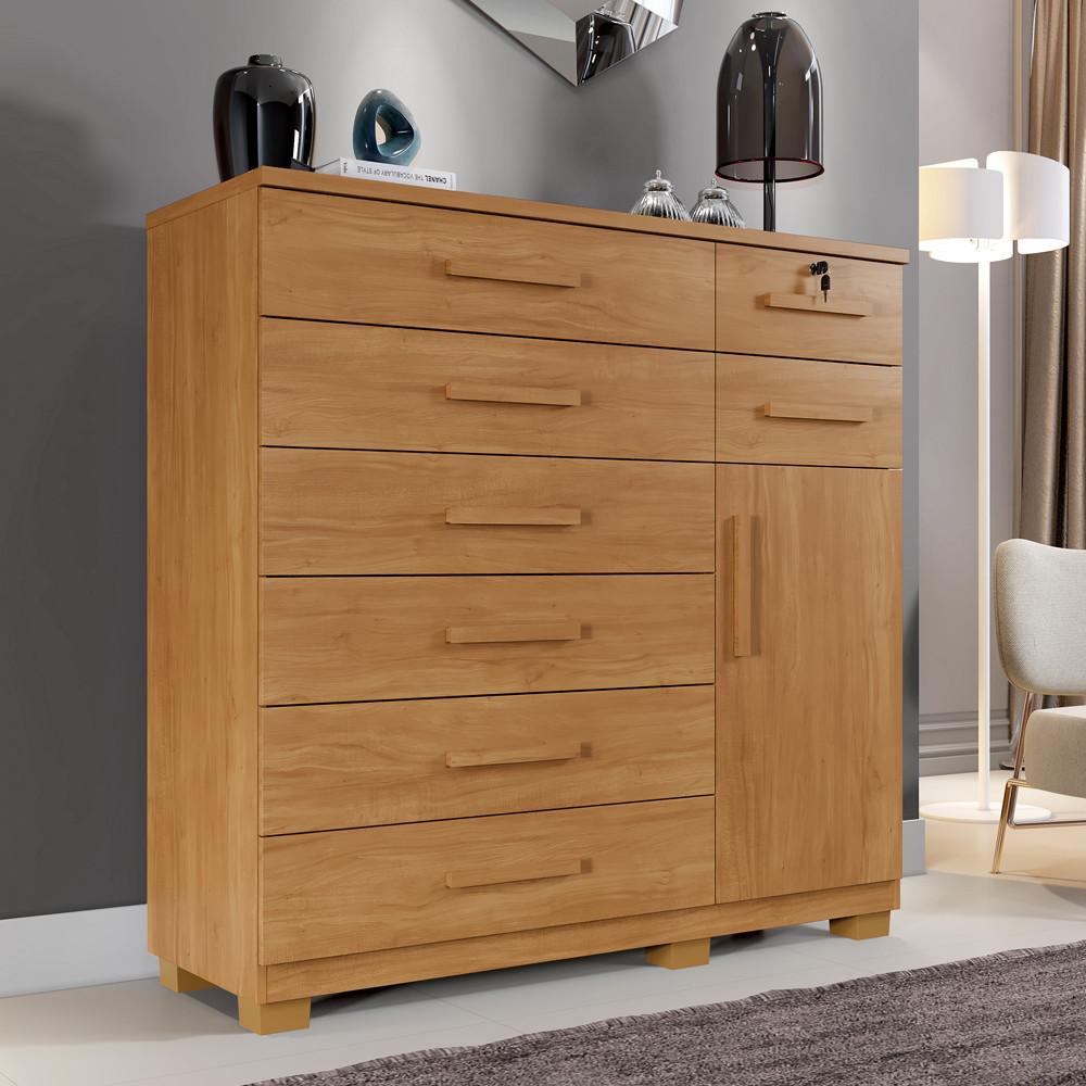 Cômoda 8 Gavetas 1 Porta com Pés New Vitoria Benetil - 1