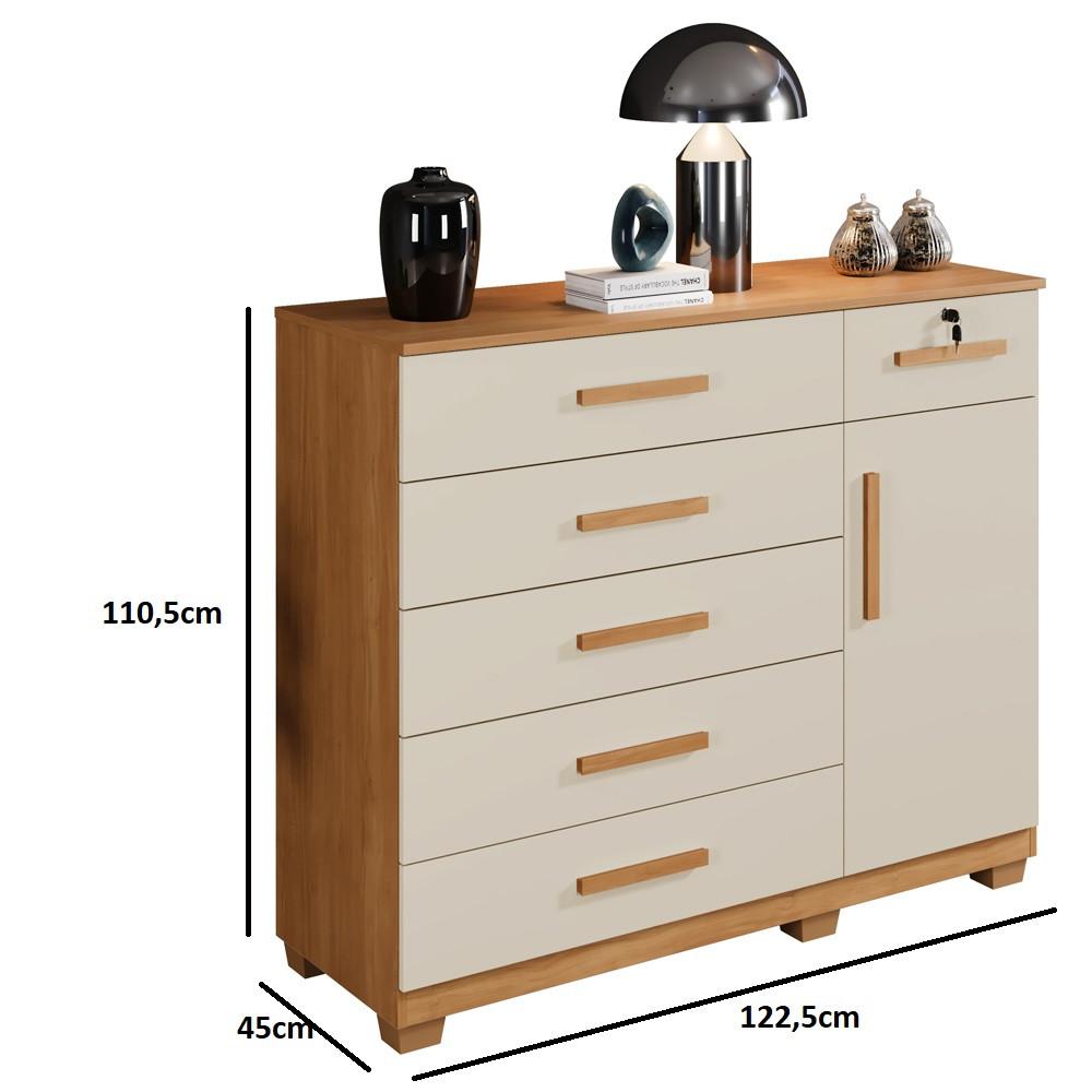 Cômoda 6 Gavetas 1 Porta com Pés Milão Benetil - 4