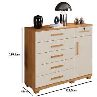 Cômoda 6 Gavetas 1 Porta com Pés Milão Benetil