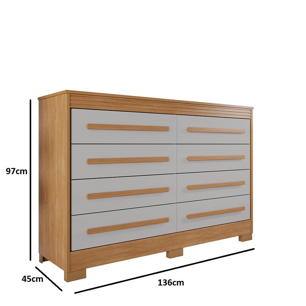 Cômoda 8 Gavetas com Pés California Benetil - 3