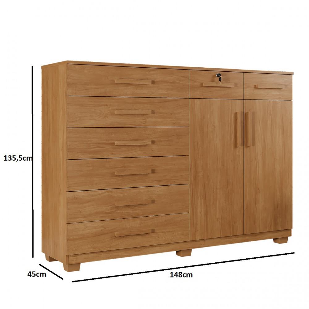 Cômoda 8 Gavetas 2 Portas com Pés New Triunfo Benetil - 4