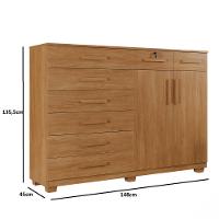 Cômoda 8 Gavetas 2 Portas com Pés New Triunfo Benetil