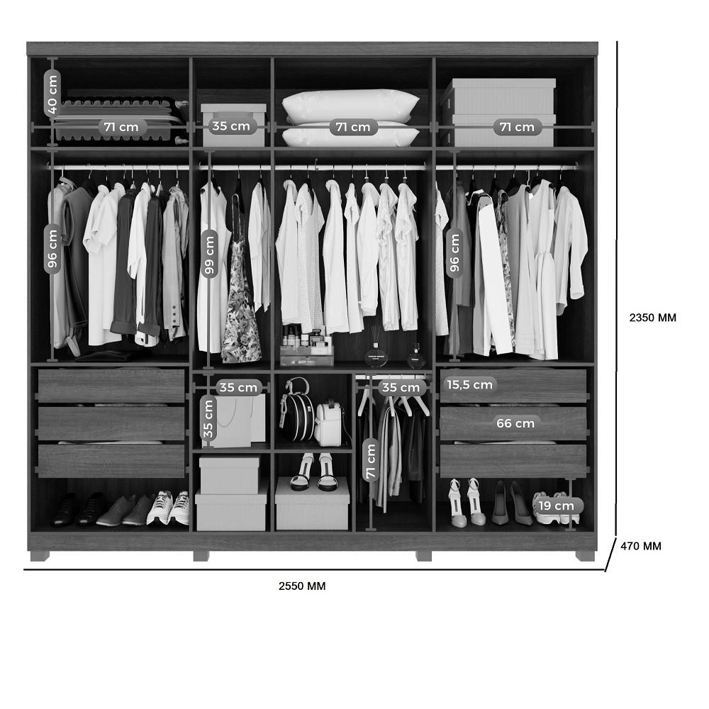 Guarda Roupa Casal 7 Portas com Pés Istambul Benetil - 4