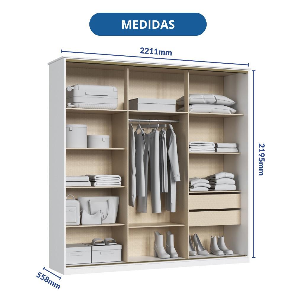 Guarda Roupa Casal 2 Portas de Correr Coliseu Móveis Castro - 6