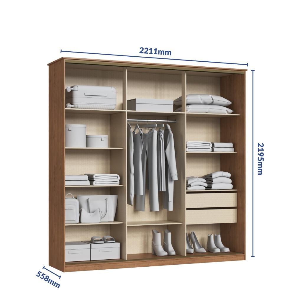 Guarda Roupa Casal Flex 2 Portas de Correr Master New Móveis Castro - 5