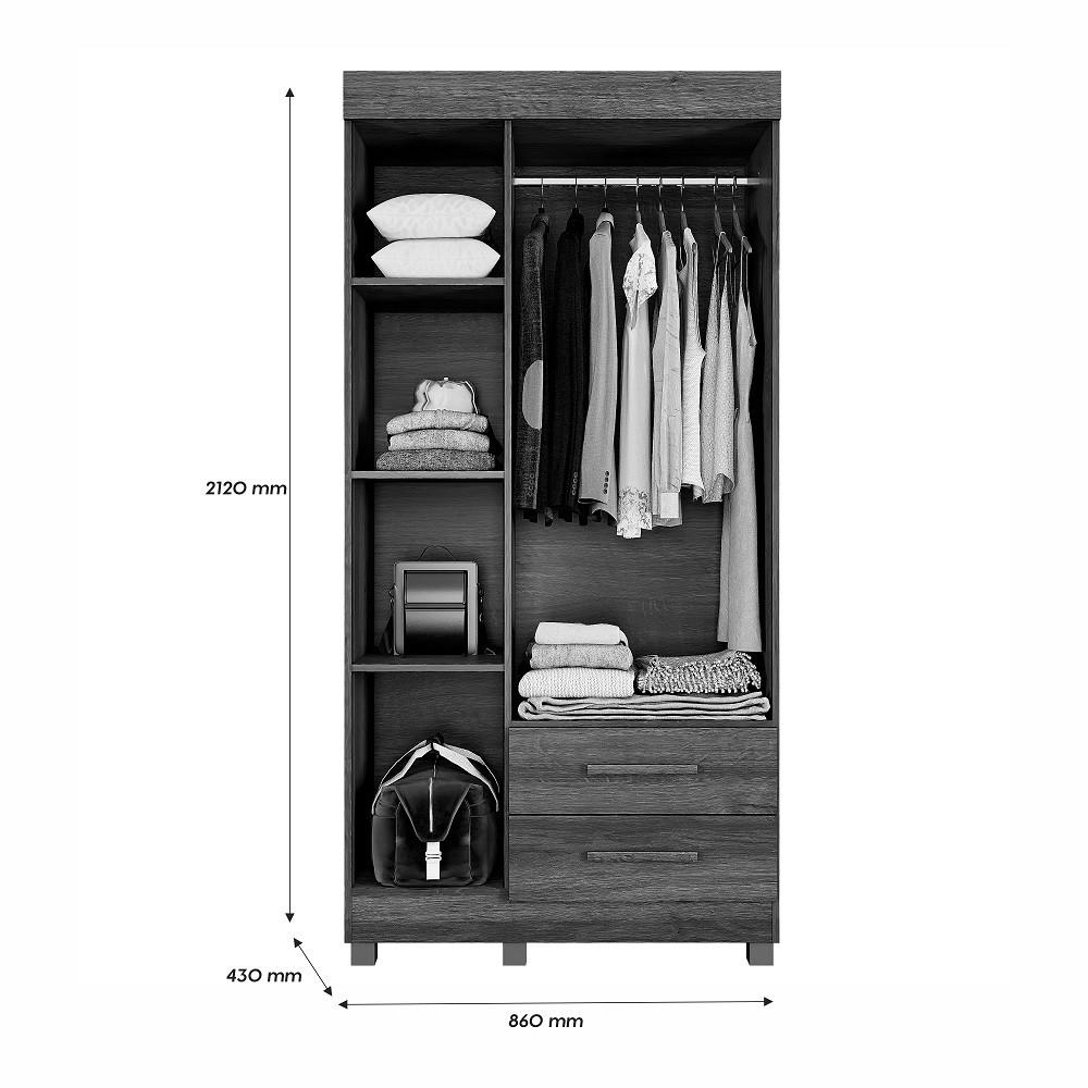 Guarda Roupa Solteiro 3 Portas 2 Gavetas com Pés Copacabana New Benetil - 4