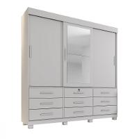 Guarda Roupa Casal com Espelho 3 Portas de Correr 9 Gavetas com Pés Londres Benetil - 2